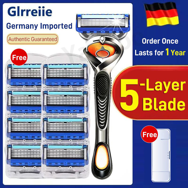 Giá đỡ đầu cắt dao cạo bộ dao cạo 5 lớp dao cạo 1 giá đựng dao cạo + 8 lưỡi dao cạo thay thế đầu cạo bộ dao cạo