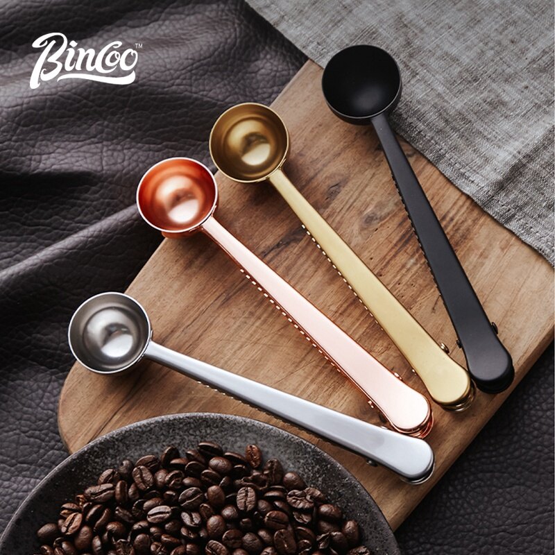 BINCOO Coffee Spoon with Clip 304 Stainless Steel Milk Coffee Powder Ice-cream Scoop ราคา 142 บาท*ส่งฟรี