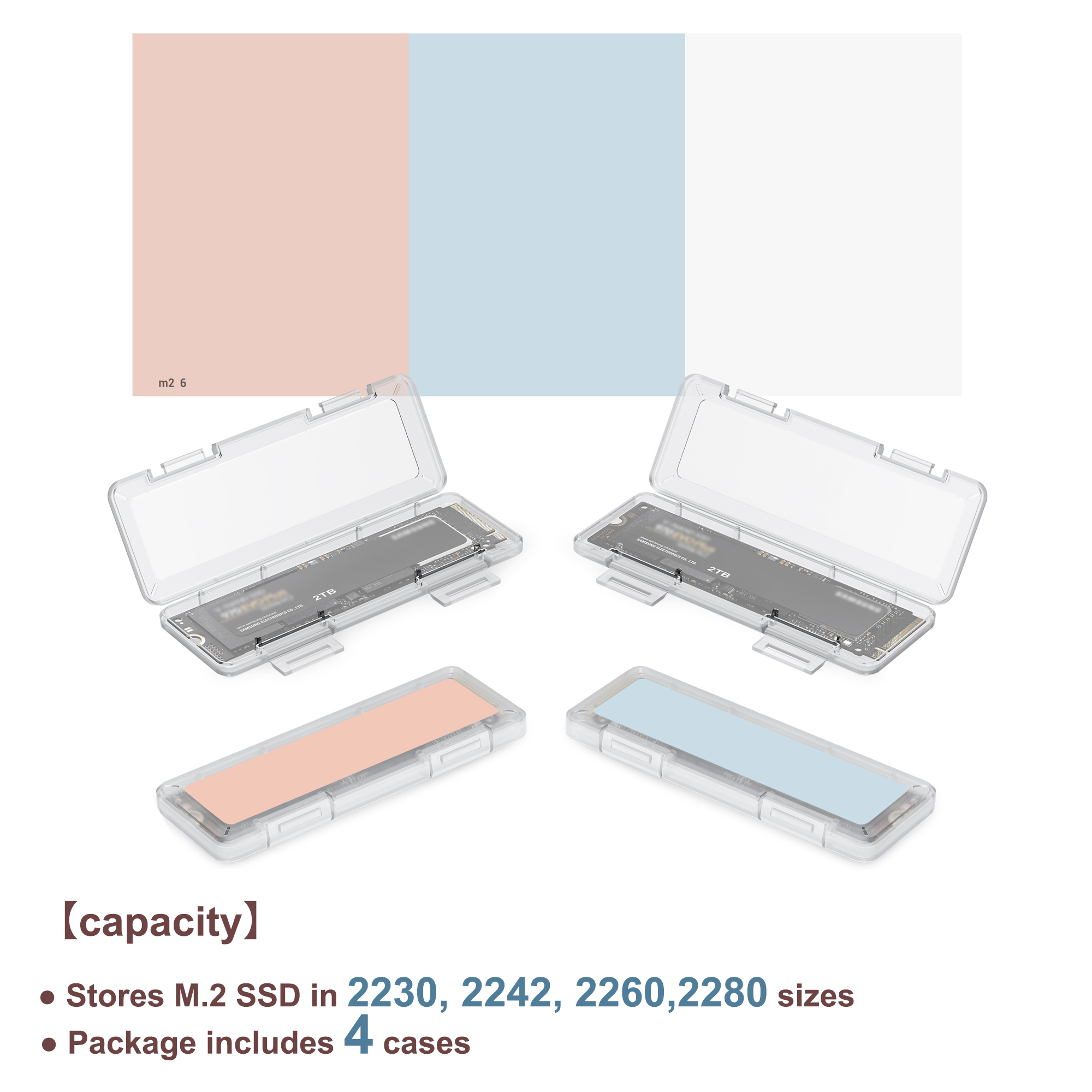 KIORAFOTO NVME M.2 SSD Card Storage Case Holder Box for Organize up to 4 Type of SSD Cards 2230 2242 2260 2280,PP Plastic Material and Pressure-Proof ราคา 350 บาท*ส่งฟรี