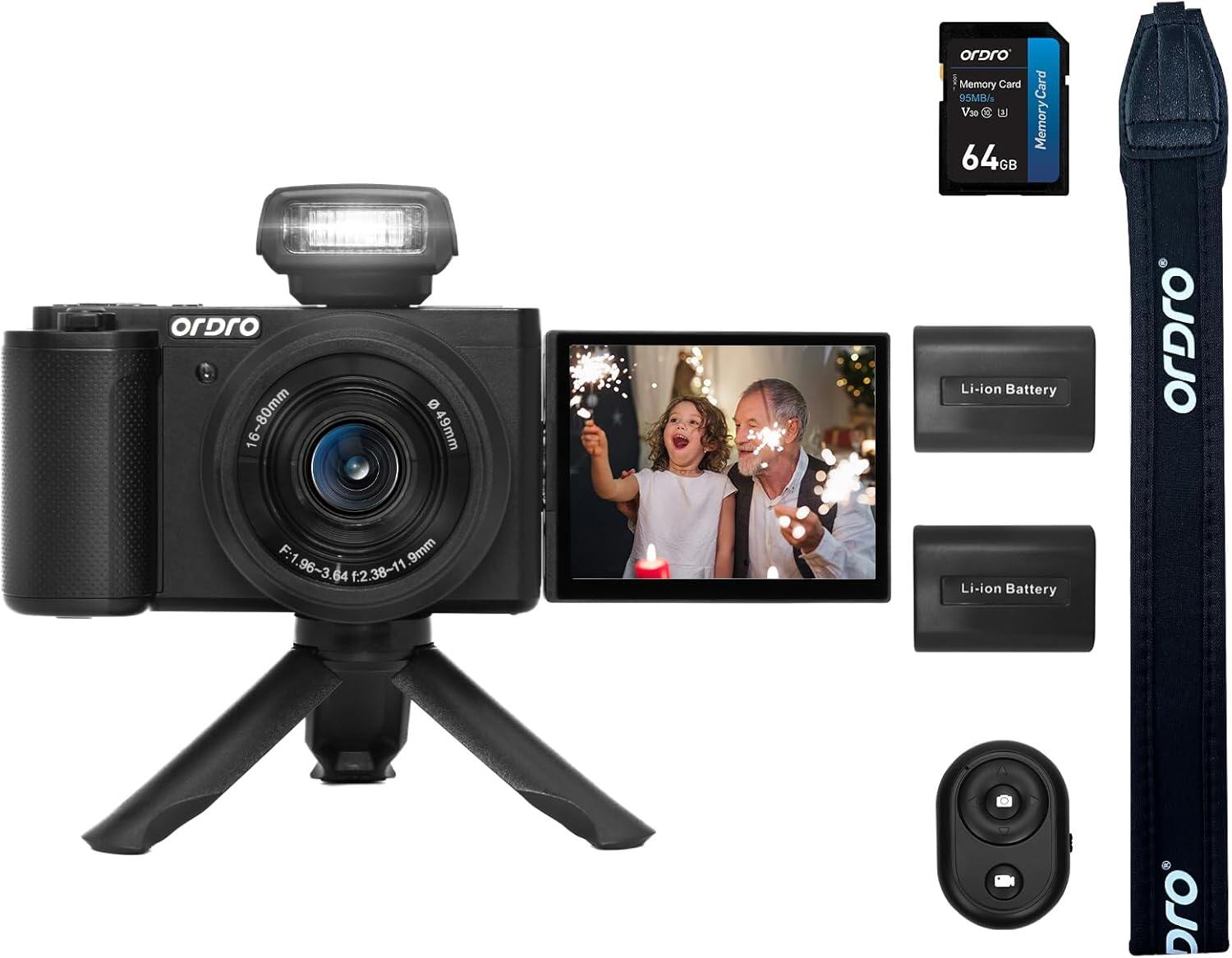 Ordro G930 5K Digital Camera for Content Creators Vloggers and Photography with 5X Optical Zoom, Auto-Focus and Wide Angle - Brand Ordro Presyo 12,999 Piso*Libreng Shipping