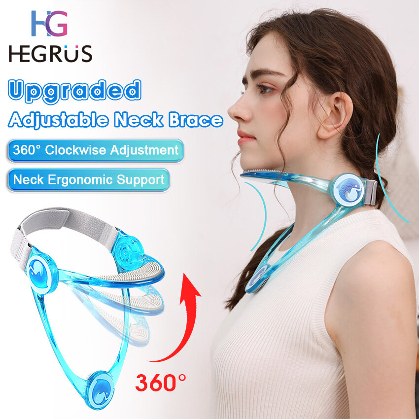 HEGRUS Adjustable Neck Support Braces Upgraded Ergonomic Support Foldable Decompressed Shaping Cervical Traction Collar Forward Posture Corrector Health Care Stretcher Comfortable 360 Degree Adjust ราคา 151 บาท*ส่งฟรี