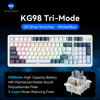 Machenike KG98 Tri-Mode Wireless Mechanical Keyboard Gasket Mount 98 Keys Hot-Swappable 10000mAh Battery Hi-Fi Sound RGB Light Strip Gaming Keyboard