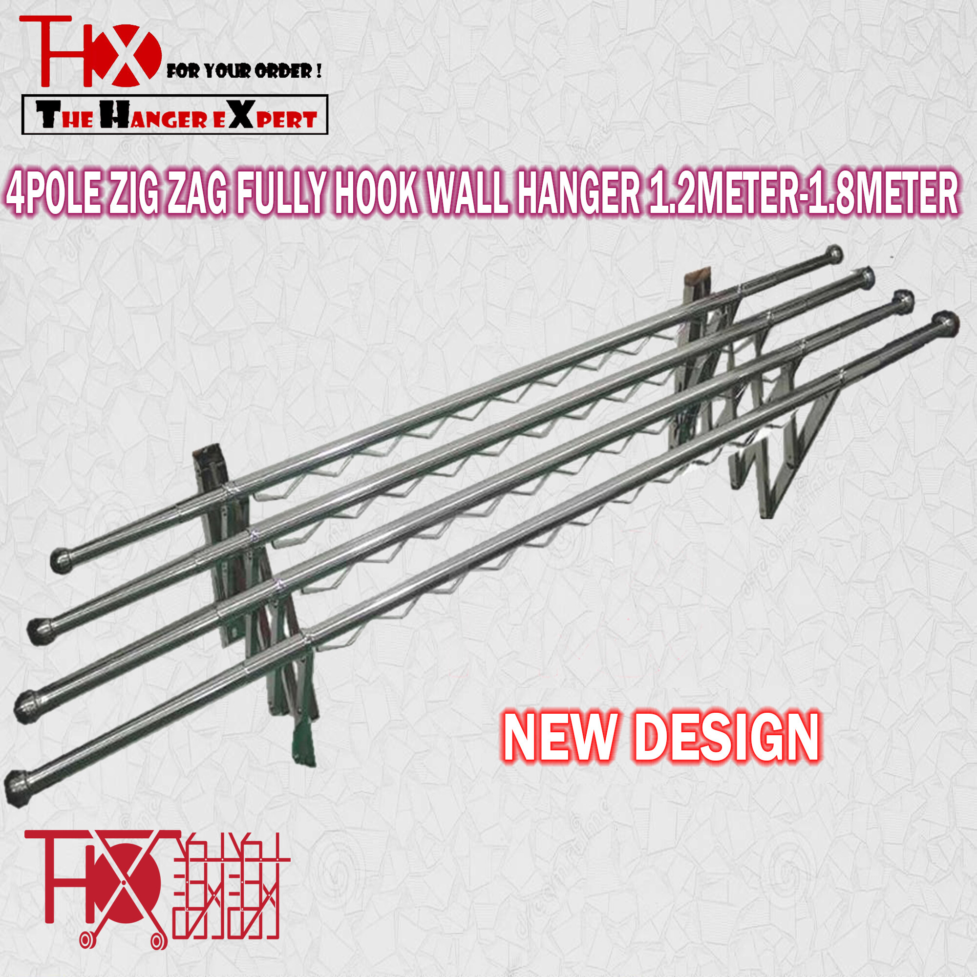 Stainless Steel Cloth Hanger Wall Type Telescopic Thx 28MM X 3 1.2