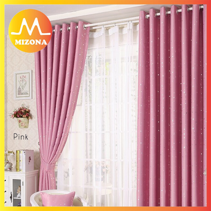 Mizona Modern Home Living Room Drape Star Pattern Full Shading Double Layer Bedroom Blackout Curtain Langsir Moden Ù„Ú Ø³ÙŠØ± Ù…ÙˆØ¯Ù† Lazada