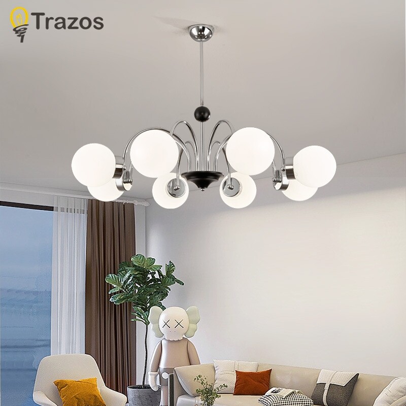 LED Chandelier Silvery Living Room Bauhaus Pendant Lamp Bedroom Living Room Dining Room Lighting Decoration Indoor Hanging Lamp ราคา 6,532 บาท*ส่งฟรี