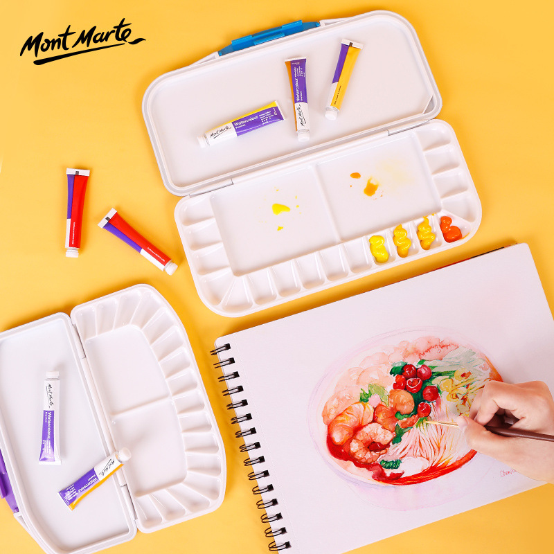 Mont marte bảng màu nước kín hơi 16/18 ngăn khay màu nước khay sơn màu bột màu acrylic hộp màu vẽ phù hợp
