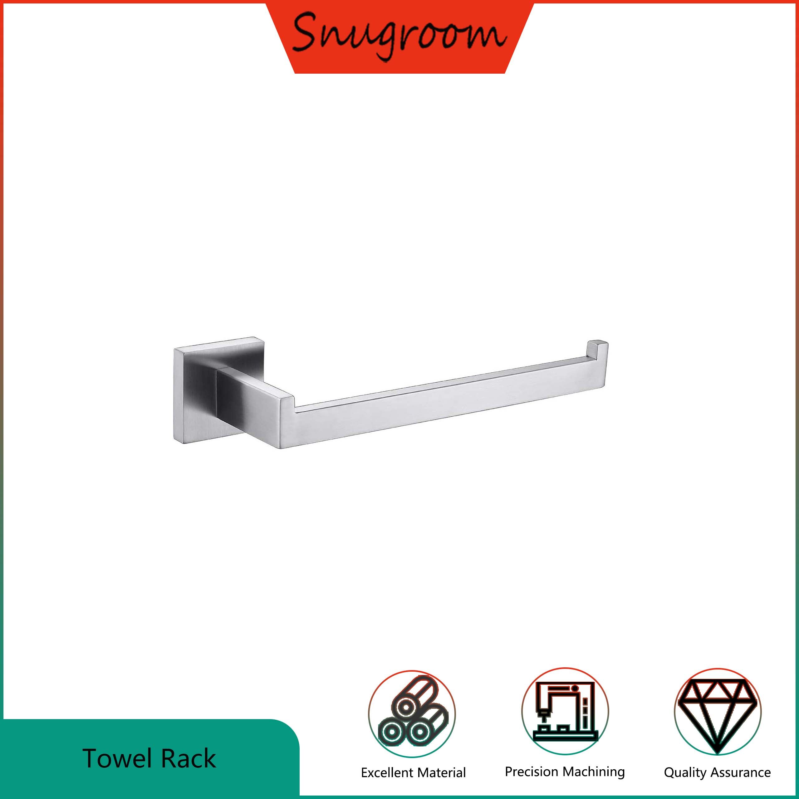 Snugroom Silver 9 Inch Stainless Steel Square Wall Mounted Bathroom Hand Towel Holder ราคา 340 บาท*ส่งฟรี
