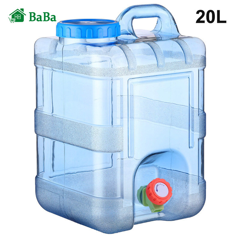 Gambar BaBa Drinking Water Bucket with Faucet 15L Plastic Portable Recyclable Container Accessories Convenient Drinking Water Bucket Drinking Water Outdoor 15L Plastic Portable Recyclable