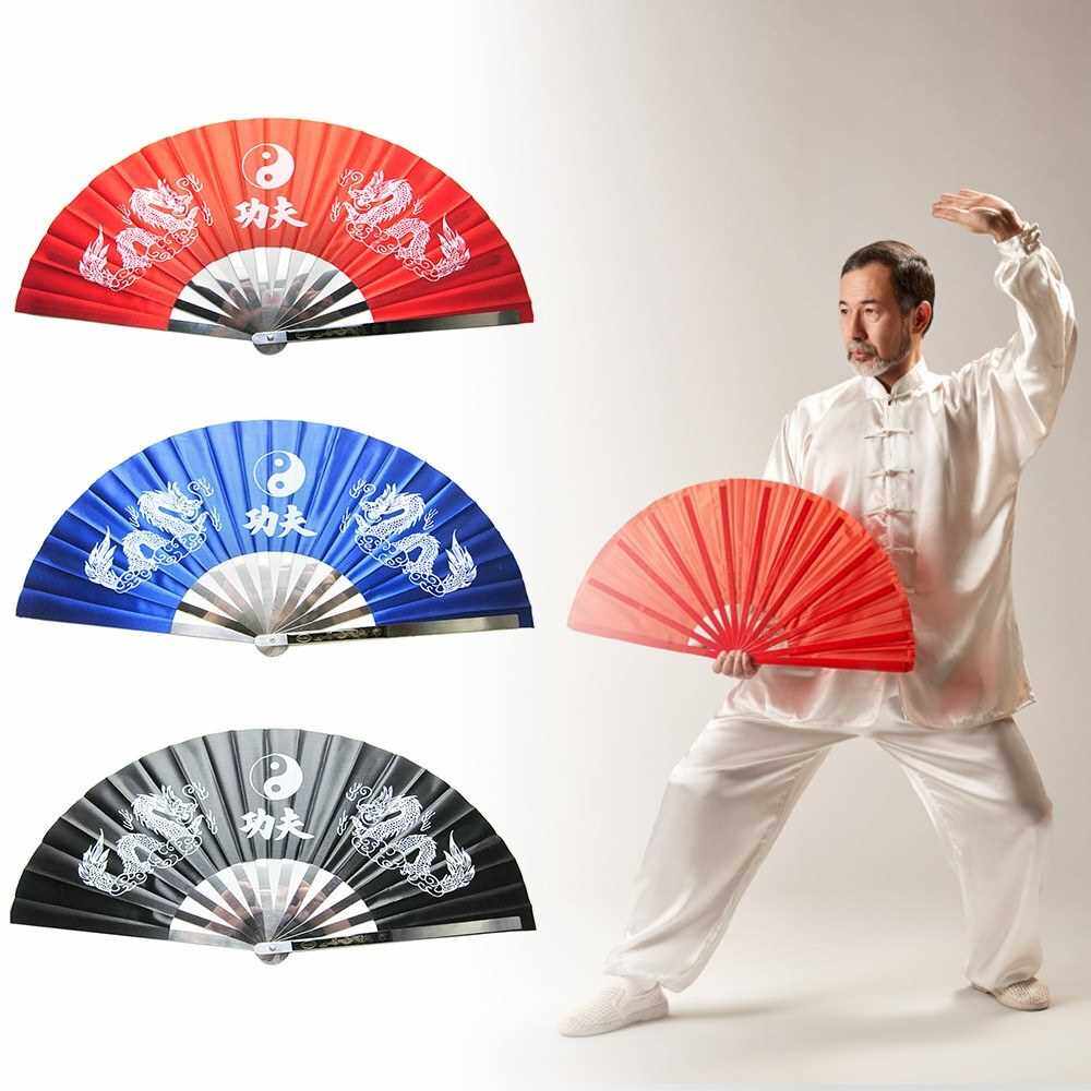 Traditional Chinese Tai Chi Fan Stainless Steel Kung Fu Fighting Fan ...