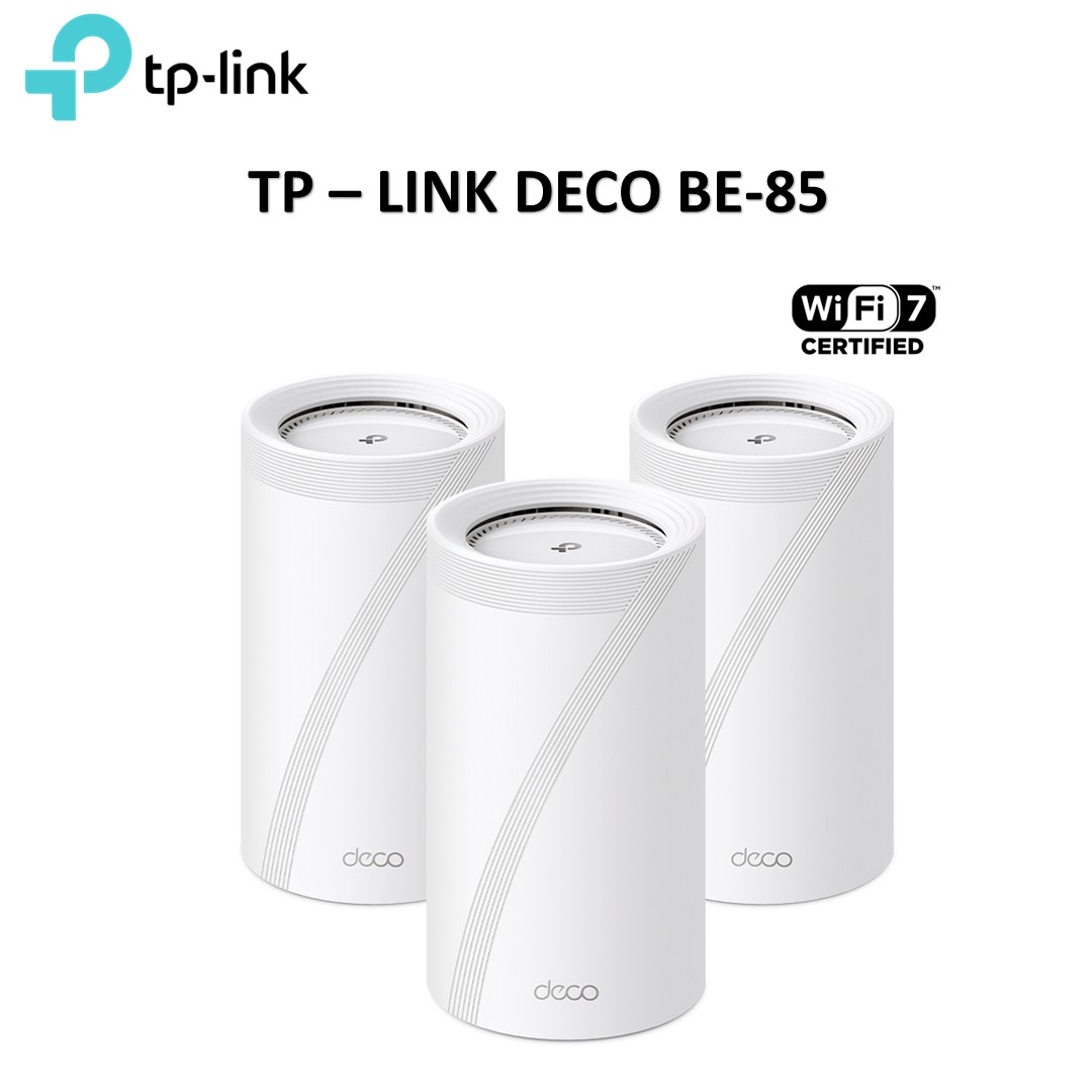 TP-Link Deco BE85 BE22000 Tri-Band Whole Home Mesh WiFi 7 System - 1Pack/2Pack/3Pack