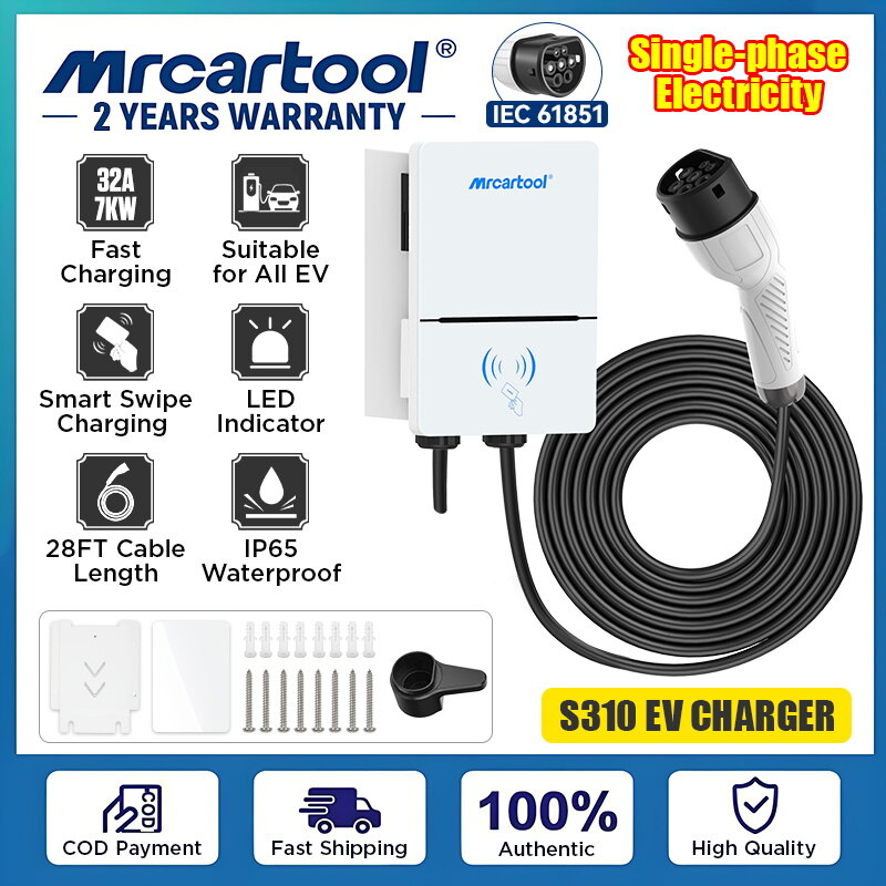 🔥Special Price🔥 MRCARTOOL S310 EV 220V Home Charging Station 7KW 32A Electric Vehicle Wall Charger Piles with 28ft Cable Type 2 EV Charger for Indoor Outdoor Use Single-phase Electricity ราคา 6,399 บาท*ส่งฟรี