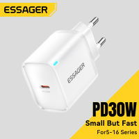 Essager PD30W Type C Charger Fast Charging PD/QC 3.0 Quick Chargers Travel Recharge For iPhone16 15 14-6 Samsung Huawei Xiaomi iPad AirPods Tablet Earphone Fan Switch Type-C PD30W Mini Fast Charge Travel Chargers