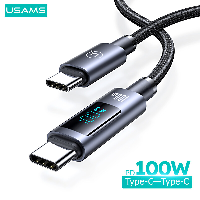 Usams Loại C iPhone pd100w pd30w Cáp Sạc Nhanh Màn hình hiển thị kỹ thuật số dữ liệu cáp sạc cho điện thoại Iphone Android Máy tính bảng iPad