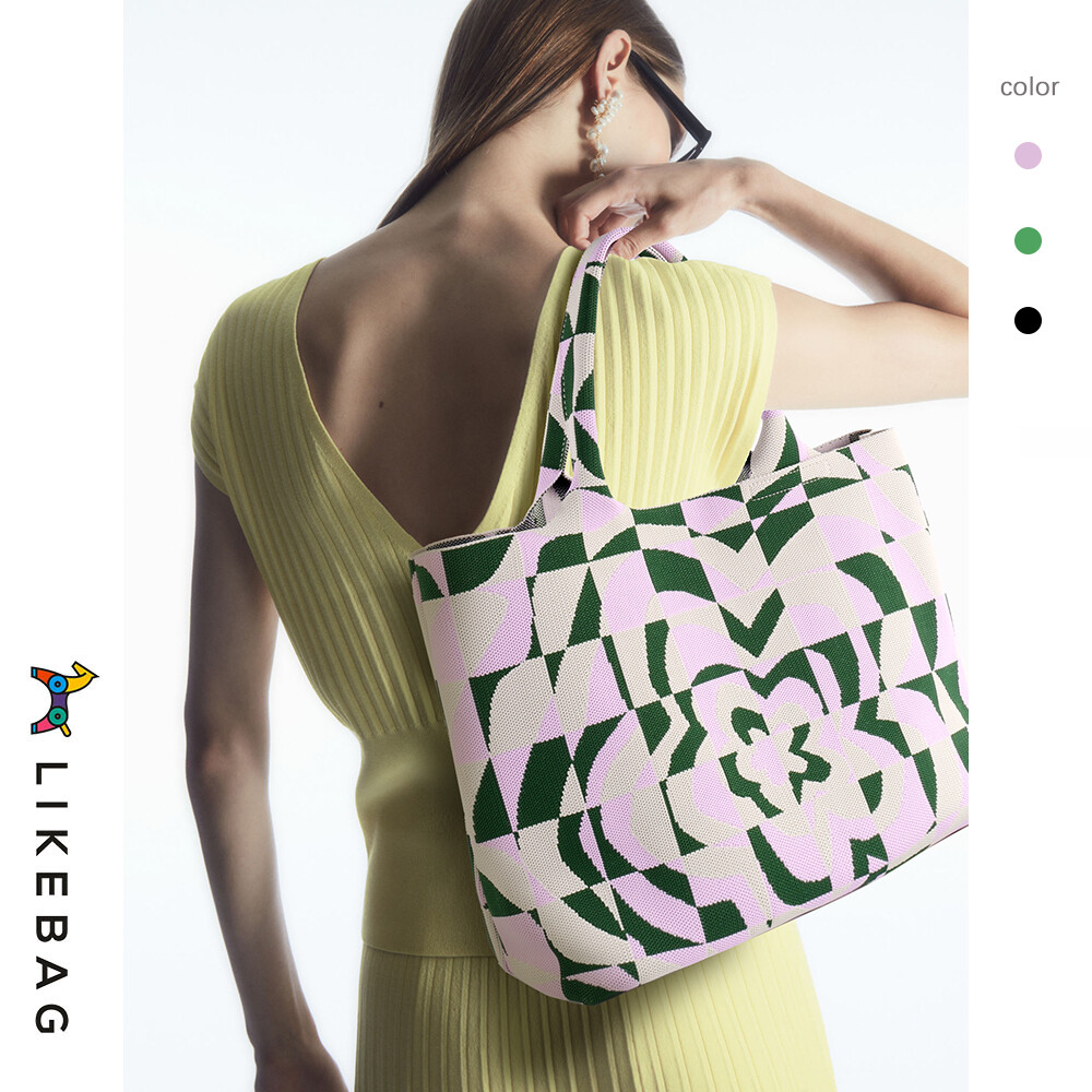 LIKBAG2023 new Tote bag color contrast artificial knitting bag ราคา 1,399 บาท*ส่งฟรี