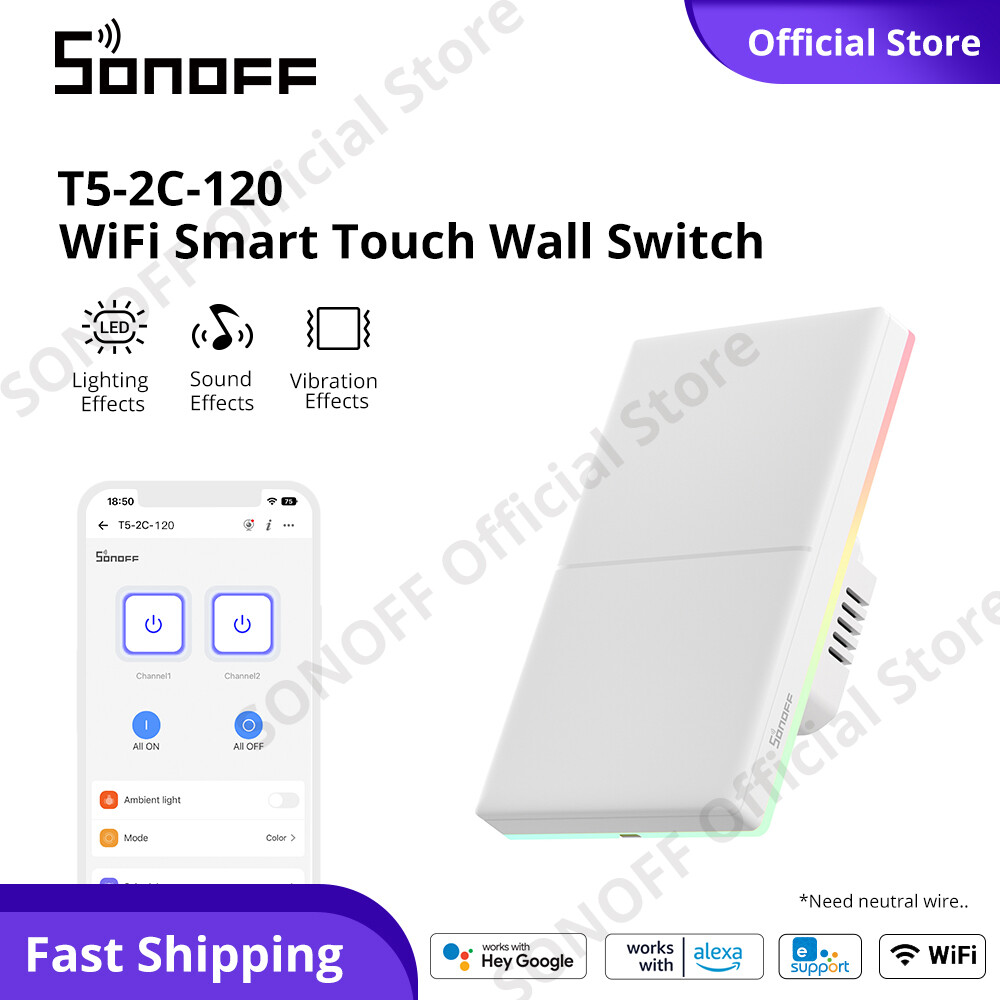 Công tắc gắn tường thông minh SONOFF TX T5 Công tắc đèn cảm ứng WiFi Đèn báo LED RGB Phản hồi cảm ứn