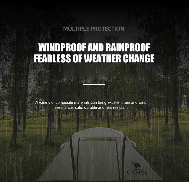 CAMELCROWN 4-5 persons Inflatable Travel Resident Tent Outdoor Selfdriving Rainproof Windproof Camping Two-room And One-Hall Multi-Person Tent
