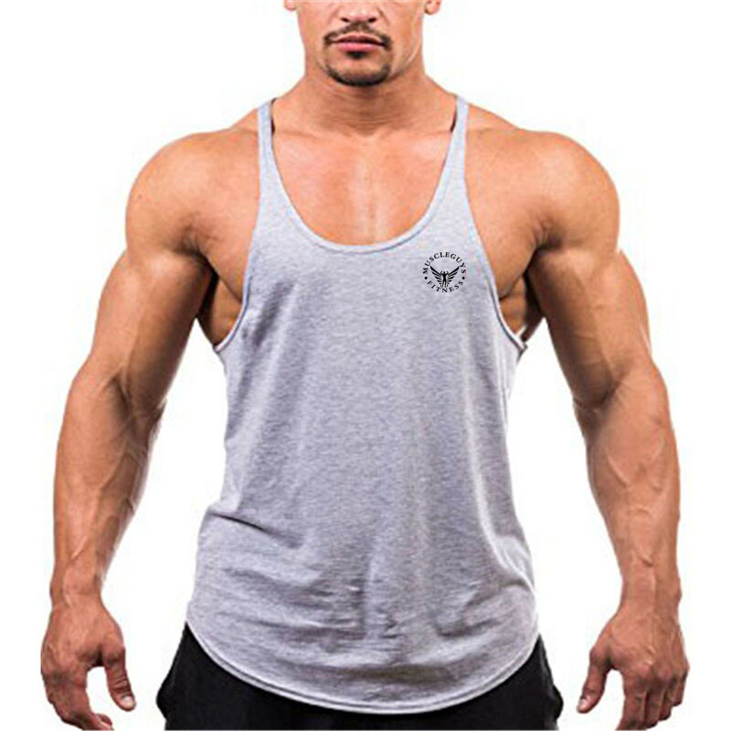 Muscleguys Men tank tops Bodybuilding Cotton O-Neck Sleeveless Shirts Muscle men gyms Clothing