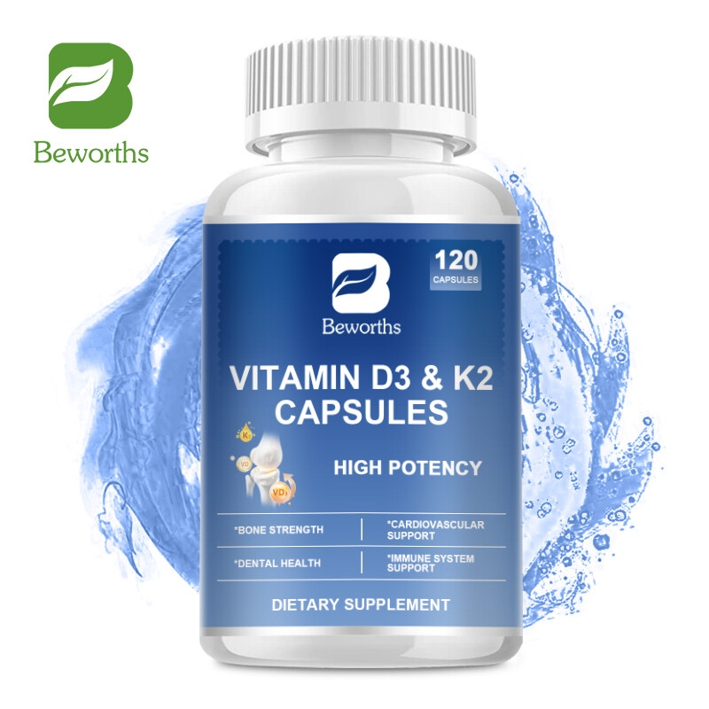 Viên nang Vitamin D3 + K2 BEWORTHS 5000 IU Vitamin D3 120 mcg Vitamin k2 cho sức khỏe răng và xương Sức khỏe tim mạch Hỗ trợ sức khỏe cơ và miễn dịch