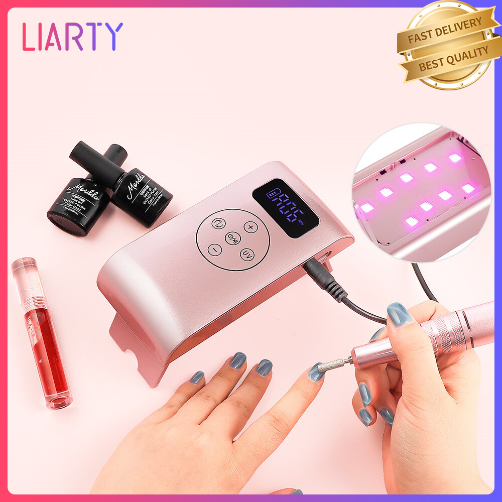 Gambar LIARTY 2 IN 1 Mini Nail Lamp with Nail Drill Pen Machine UV LED Lamp Nail Dryer Nail Polishing Manicure Device