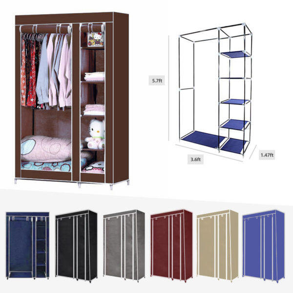 2 Door Foldable 5 Shelf Zip Lock Cloth Cupboard Wardrobe Buy