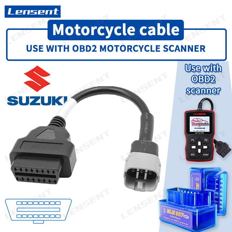 Lensent Suzuki 6pin To 16pin OBD Diagnostic Cable Extension Connectors For Suzuki motorcycle diagnostic adapter cable Suzuki GSX-R GSX-S Moto 5pin OBD fault code reading and clearing ELM327 motorcycle cable OBDII cable motorcycle maintenance ราคา 181 บาท*ส่งฟรี