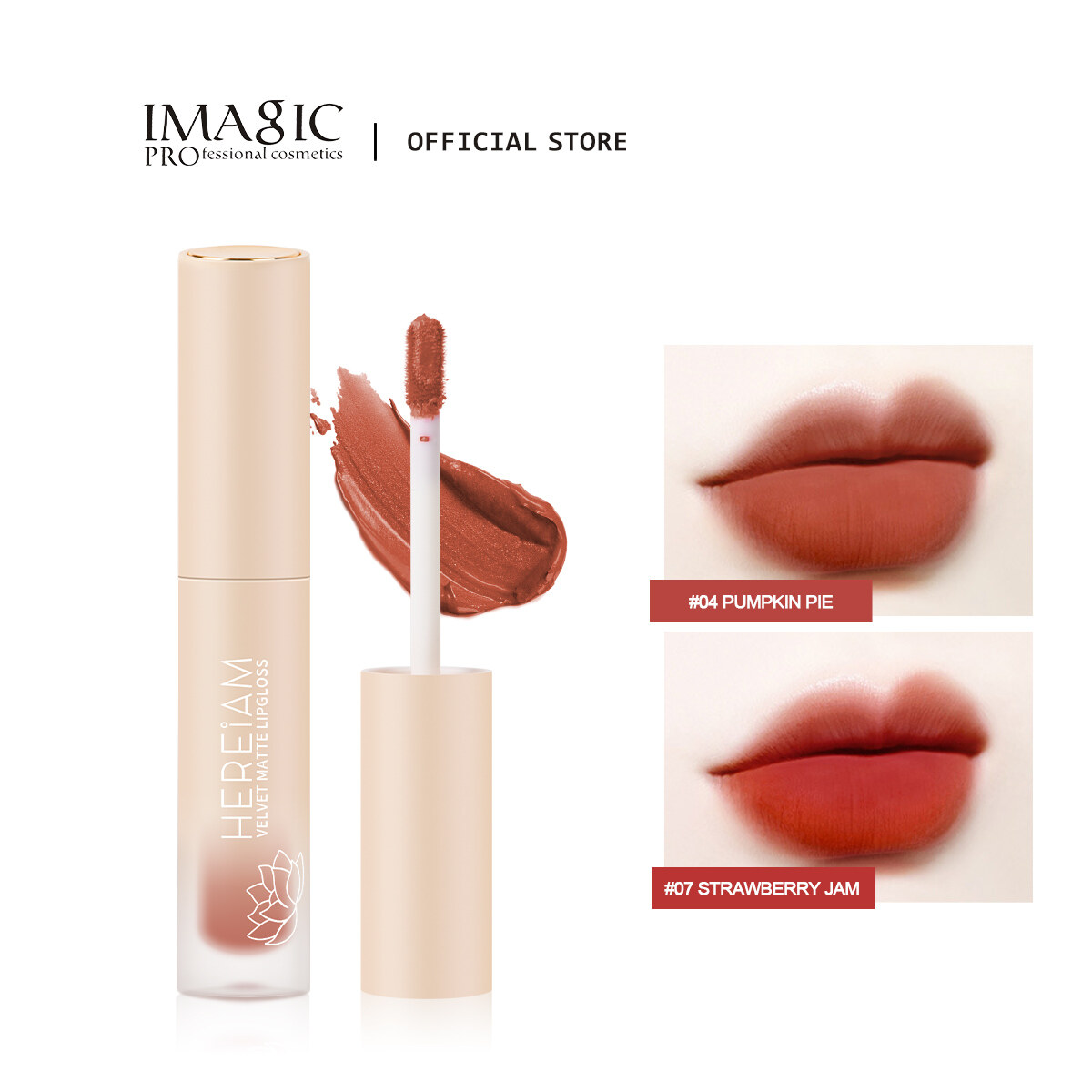 HEREIAM 12 Màu Sắc Lotus Nhung Matte Lip Gloss Mịn Màng Son Môi Vẻ Đẹp Cho Môi Sương Mù