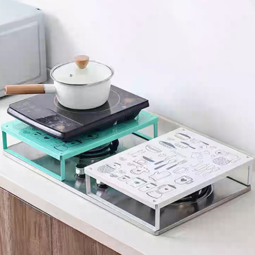 Gambar Kitchen Storage Rack Induction Cooker Shelf Bracket Support Microwave Oven Holder Gas Stove Cover Base Shelf Kitchen Tools
