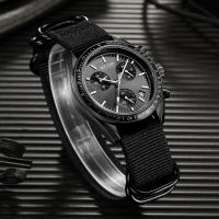 MEGIR Nylon Braided Strap Mens Quartz Wristwatch Fashion Chronograph Triple-eye Waterproof Luminous Pointer Watch