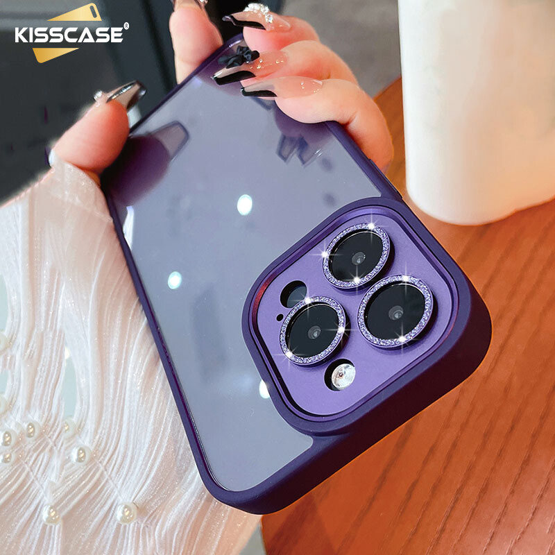 Kisscase miếng dán bảo vệ toàn bộ ống kính kim loại máy ảnh ống kính lấp lánh cho iphone 14 pro max ốp chống sốc trong suốt bằng pc cho iphone 13 12 11pro max ốp bảo vệ cho iphone 13 pro max 13 12 pro max 12 11 pro x r xs