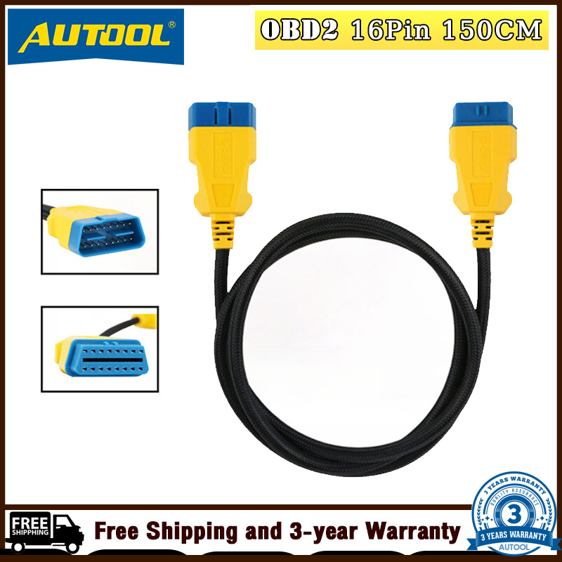 Autool dây nối dài obd đực sang cái cho xe hơi 150cm, dây nối dài obd bằng nylon gia cố 16 chân cho ô tô, cáp chuyển đổi kết nối chẩn đoán obd2 cho ô tô, máy quét eobd chẩn đoán lỗi động cơ xe dây nối