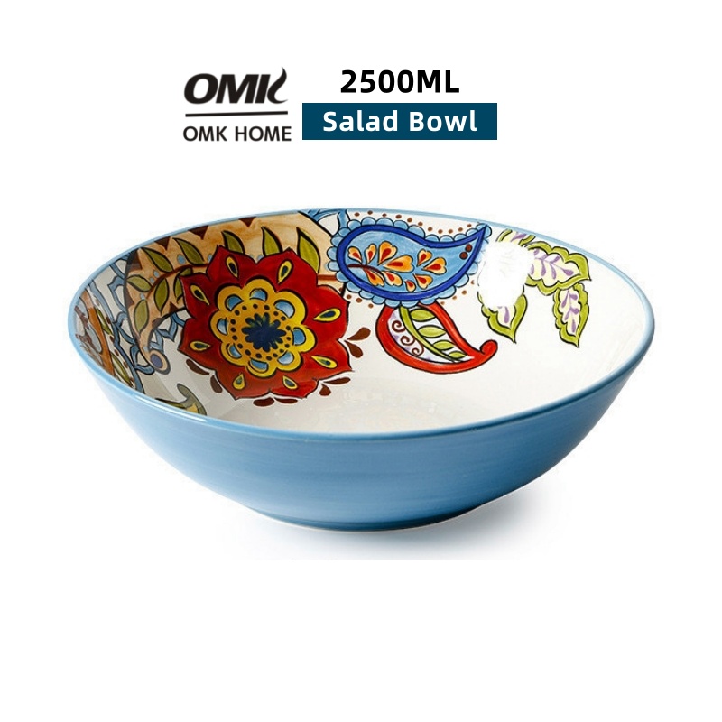 OMK Flower series Ceramic 2500ml Serving Bowls Fruit salad bowl