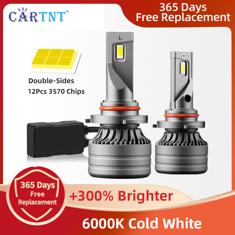 Cartnt 1 cặp đèn pha xe hơi led 120w h4 h7 h11 hb3/9005 hb4/9006 h1 h8 h9 26000lm 6000k đèn pha xe hơi led 12v màu trắng bóng đèn