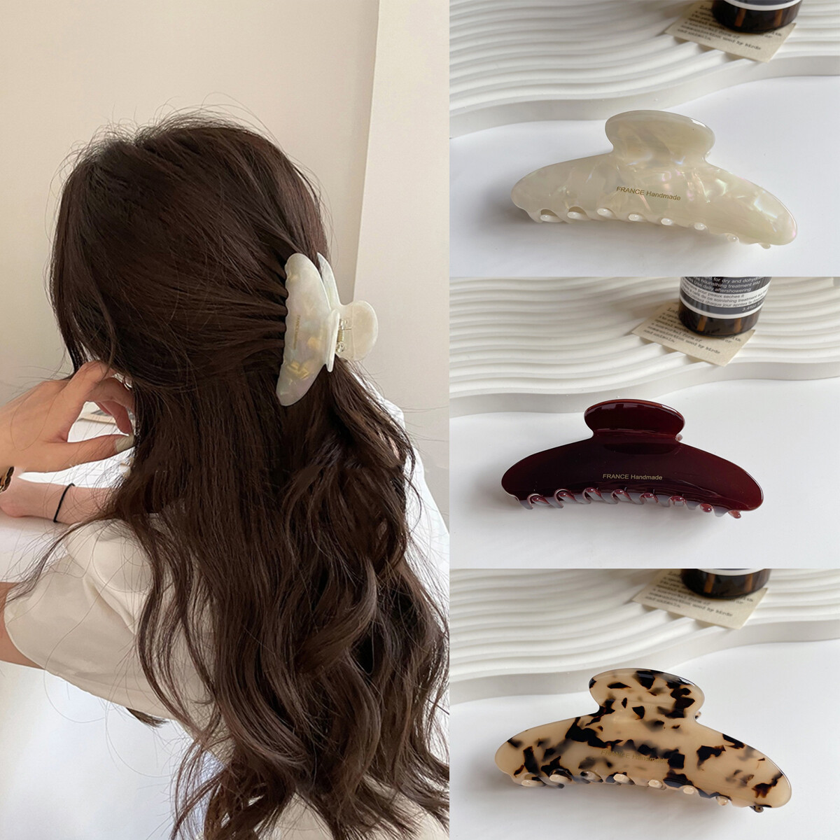 Kẹp Tóc Càng Cua Banana Kẹp Cho Phụ Nữ Cellulose Acetate Kẹp Tóc Grip Kiểu Pháp Barrettes Thời Trang Tóc Phụ Kiện