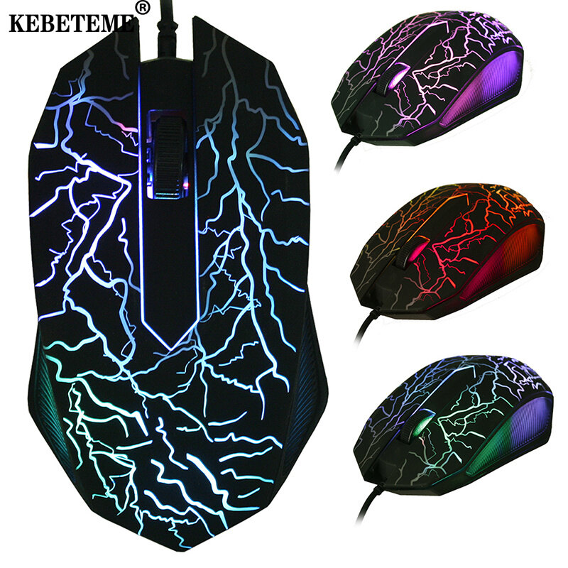 Kebeteme chuột có dây usb chuột chơi game máy tính dpi 2400 chuyên nghiệp siêu chính xác led nhiều màu cho lol dota 2 chuột game thủ