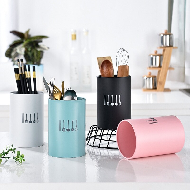 Gambar Stainless Steel Chopsticks Cage Multi Function Fork Spoon Cutlery Drain Containers Tableware Stand Storage Rack Kitchen Utensils