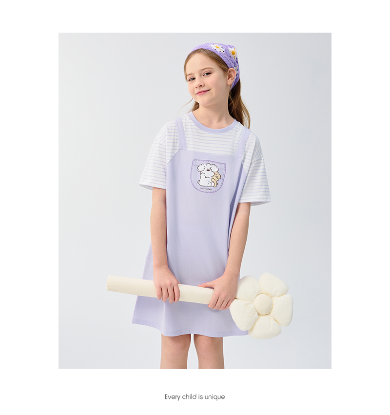 Balabala Miiiiichan Ip Girl nachtjapon, kinderkleding, zomerjurk met airconditioning, puur katoen