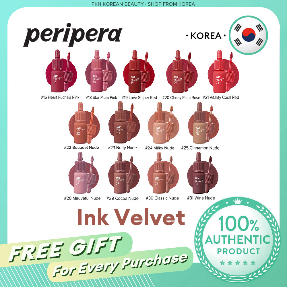 Peripera ink the velvet lip tint , 2022 nude-brew, #29 cocoa, #30 classic , #31,