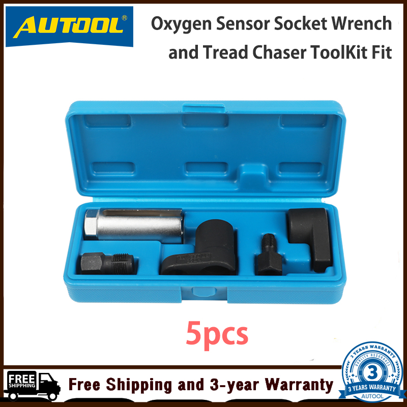 Autool 5 cái bộ cờ lê cảm biến oxy dụng cụ đuổi chỉ phù hợp cho ô tô ổ cắm o2 lắp đặt tháo lắp ổ cắm cảm biến chân không bù đắp