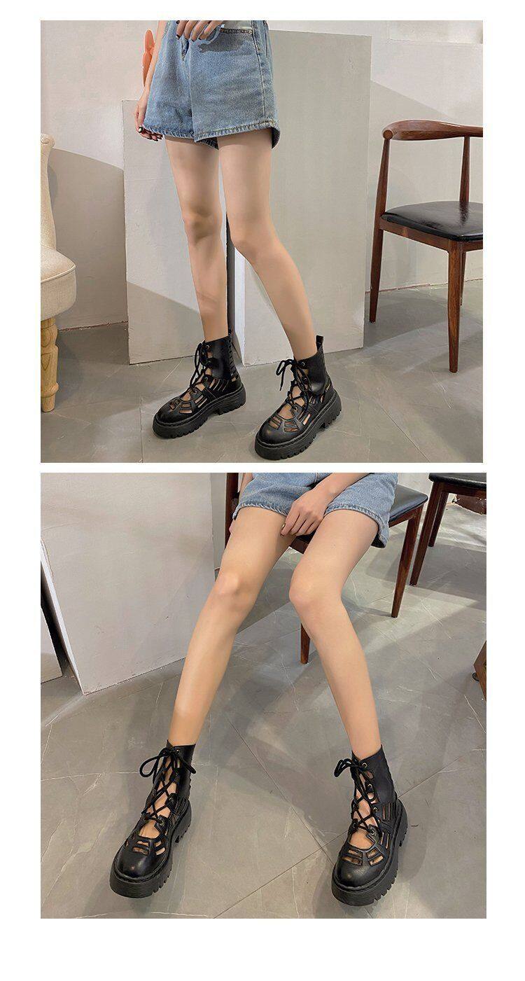 Online influencer Martin boots womens summer 2021 new sandal boots Womens Korean-style all-match British-style sandals online celebrity hollow booties