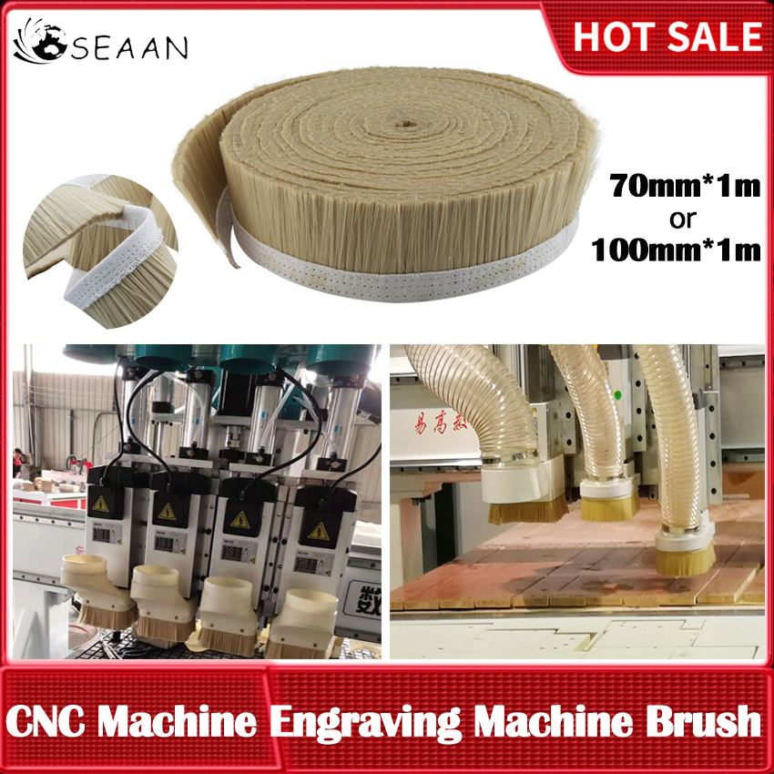 Bàn chải vàng cnc 1m x 70mm/100mm, máy hút bụi dụng cụ máy phay gia công gỗ cho động cơ trục chính cnc