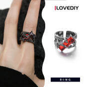 Retro Thorn Ruby Ring - Niche Punk Jewelry Design