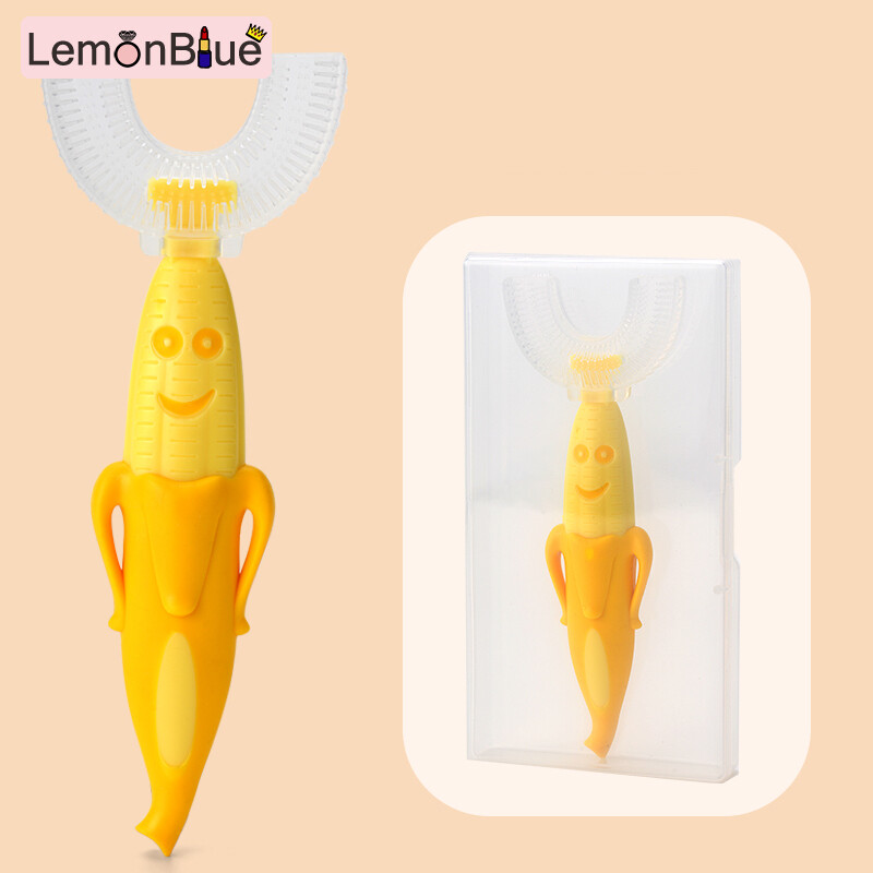 Gambar Kids U shaped Toothbrushes Full Mouth Silicone Bristles 360° Oral Care Full Mouth Silicone Bristles 360° Oral Care Toothbrush for Todder Aged 2 12 Kids U shaped Toothbrushes