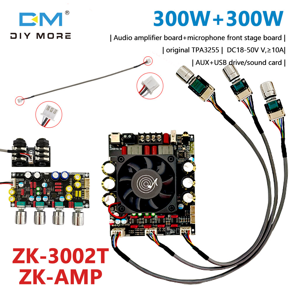 diymore ZK-3002T Bluetooth Digital Amplifier Board 300W+300W High Bass+AMP Karaoke Reverb Board Micr