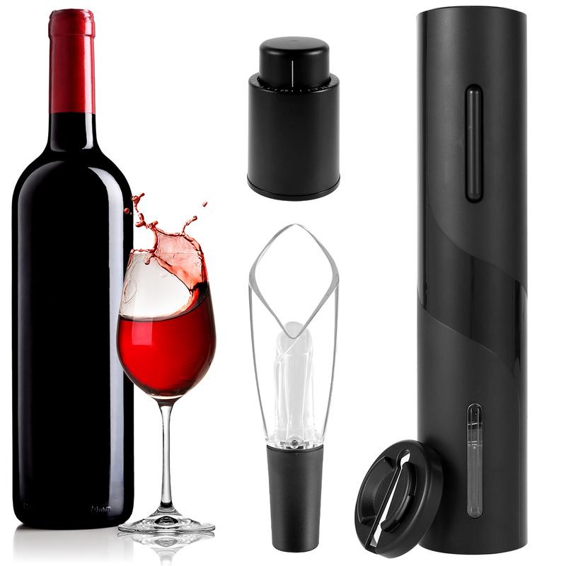 Gambar Electric Bottle Opener Kit 600mAh Multifunctional Beer Corkscrew Set with Wine Pourer Red Wine Stopper Paper Cutter Multifunctional Electric Bottle Opener Kit