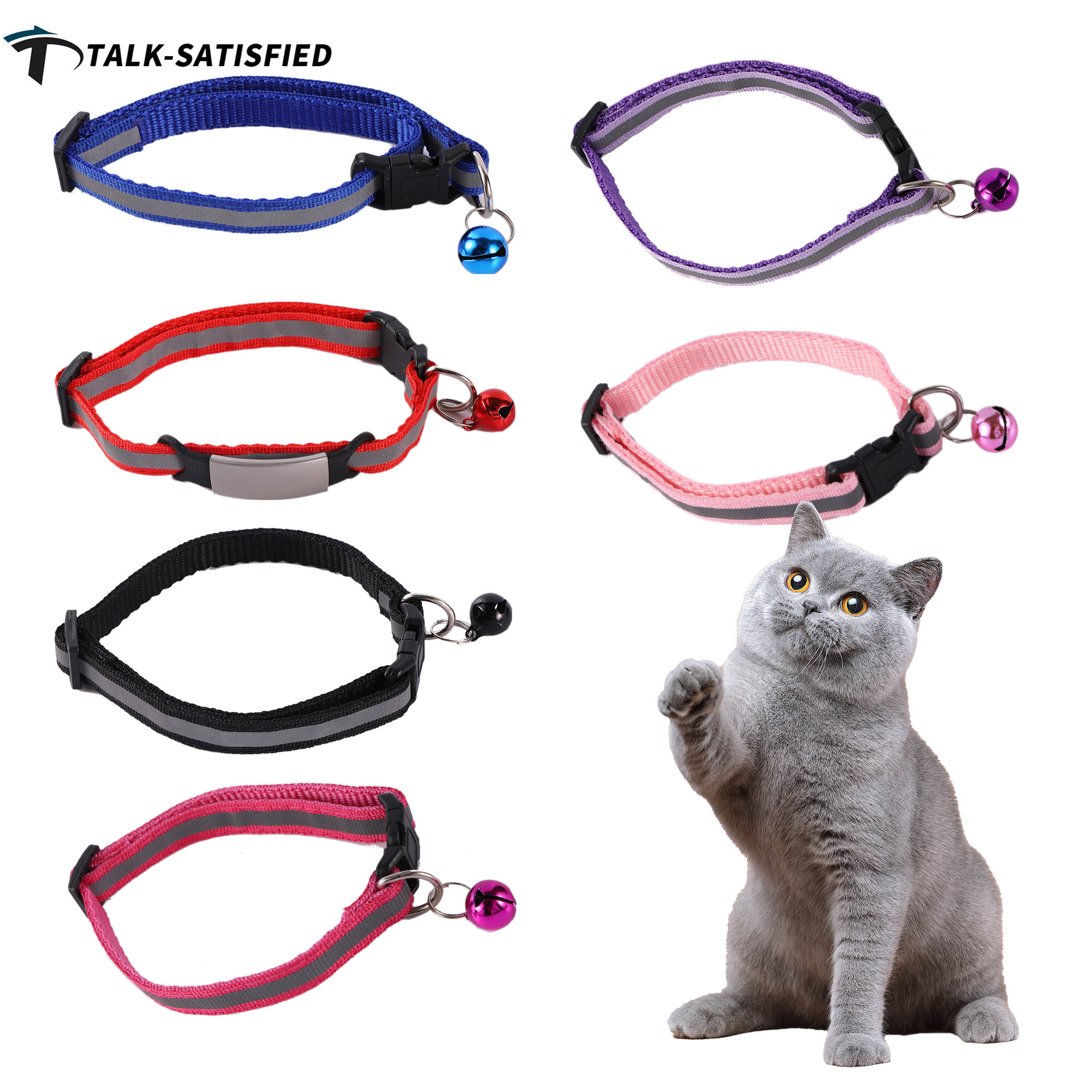 Pc Reflective Cat Safety Buckle Collar Adjustable Custom