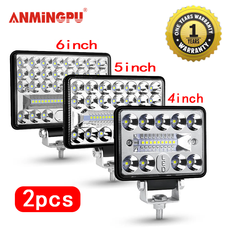 ANMINGPU Thanh Đèn Pha LED 4Inch 5Inch 6Inch Dành Cho Xe Mô Tô Xe Tải Offroad 4X4 Đèn LED Làm Việc 54W 108W 144W Xe LED Đèn Pha Đèn Pha