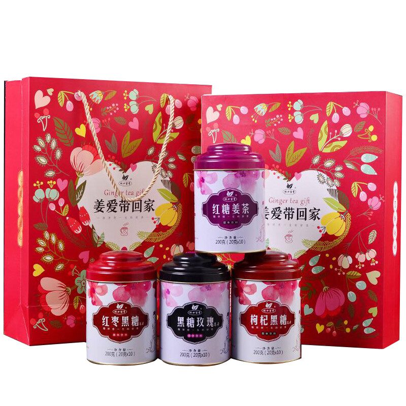 Gambar ??????????Ginger tea 4 set gift pack Brown sugar Rose Wolfberry Red Date ??????????????4????