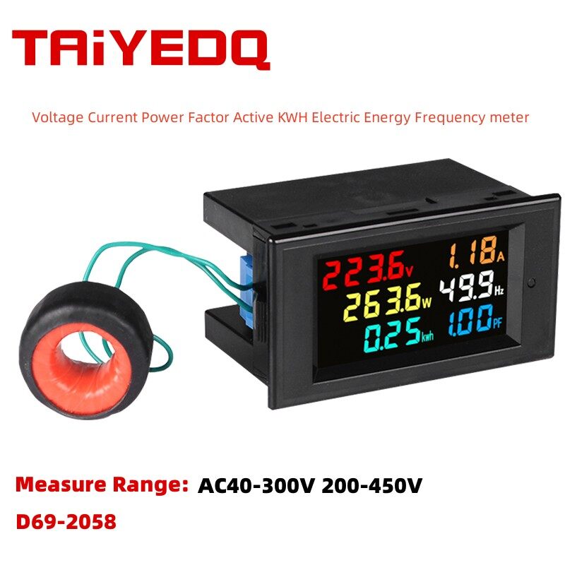 D69-2058 6in1 vôn kế hiện tại Ampe kế Hệ số công suất điện năng lượng máy đo tần số Bảng điều khiển