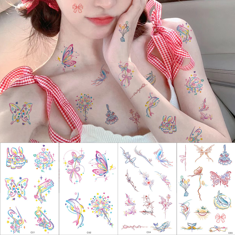 Hoa Và Bướm Tạm Thời Sticker Hình Xăm tự dính Cơ Thể Đầy Màu Sắc Nghệ Thuật Hình Xăm Không Thấm Nước Giả Đầy Màu Sắc Cánh Tay hình xăm trên cơ thể