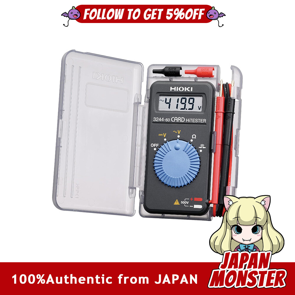 Hioki 3244 60 Tester Digital Multimeter DMM Card Hi-Tester Made in Japan Voltage Resistance Continuity Electrical Measurement Compact Gift Box Packaging Japan